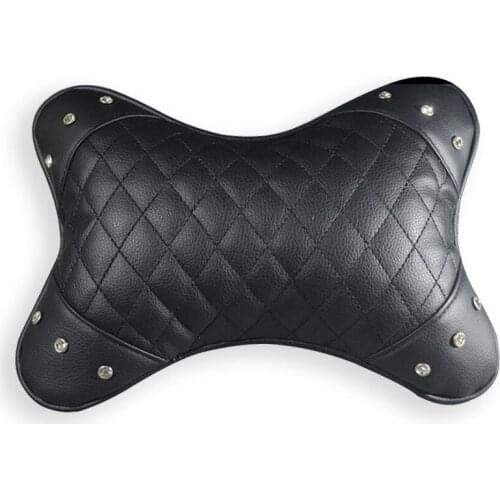 1 pair Car Bling Water-diamond Headrest PU Leather Pillow Fashion Women Fashion Car Neck Cushion Universal