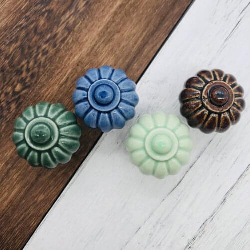 1pcs Assorted Multicolor Ceramic Door Handles European Antique Furniture Handles Drawer Pulls Kitchen Cabinet Knobs and Handles