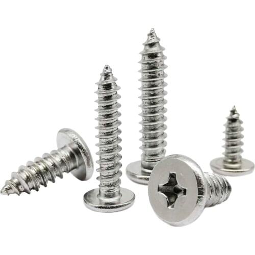 10/50pcs M2 M3 M4 M5 M6 304 Stainless Steel Cross Recessed Phillips Ultra Thin Super Low Flat Wafer Head Self Tapping Wood Screw