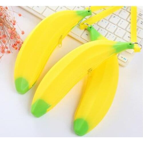 10pcs/lot Novelty Funny Silicone Portable Yellow Banana Coin Pencil Case Unique Purse children banana wallet