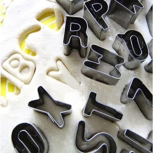 Cheap 37pcs Stainless Steel Alphabet Letter Number Cake Cutter Decorative Tools Fondant Cake Biscuit Baking Mould Cookie Cutter