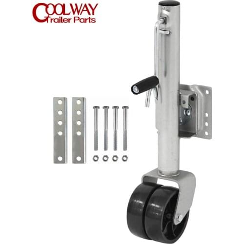6 Inch Double Solid Wheel Sidewind Round Swivel Trailer Jack With Bolt On Capacity 650KG Jockey Wheel Boat RV Parts Accessories