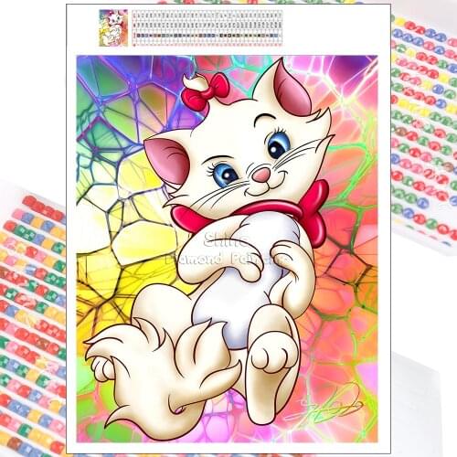 Diamond Painting Disney The Aristocats 5D DIY Full Drill Marie Cat Mosaic Cartoon Kit Rhinestone Embroidery Art Home Decoration