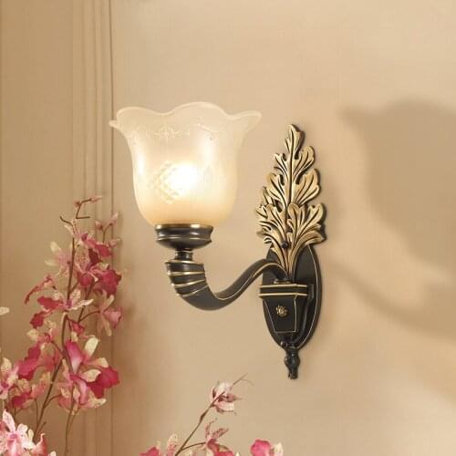 American living room wall lamp bedside lamp bedroom room wall lamp aisle stair lamp creative retro all copper wall lamp