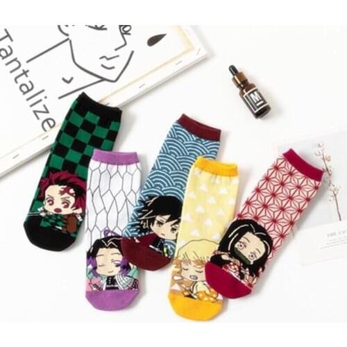 Anime Demon Slayer Short Socks Kimetsu No Yaiba Kamado Tanjirou Kamado Nezuko Cartoons Sock Cosplay Accessories Halloween Gifts