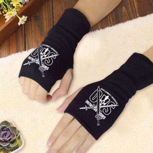 Anime Sword Art Online Cotton Gloves Cartoon Fingerless Gloves for Cosplay Accessories