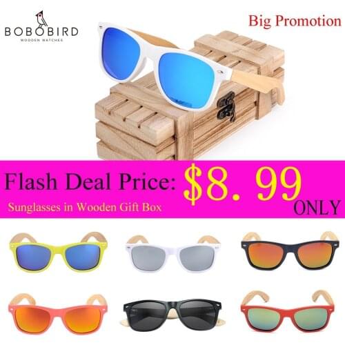 Wood Sunglasses BOBO BIRD Fashion Color Sun Glass Polarized Retro Women Men Mirror Coating Lenses Eyewear Wooden Box Great Gift