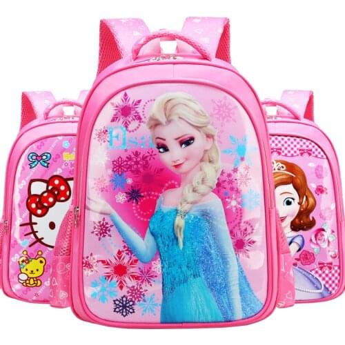Disney cartoon girl frozen elsa anna snow queen princess backpack childrens disney child school bag backpack