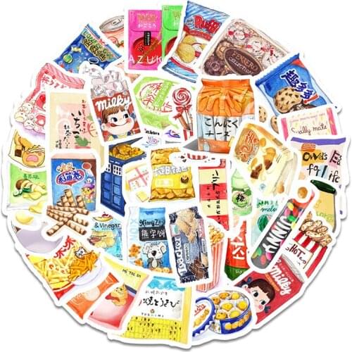 40Pcs Snacks Potato Chips/Candy Hand Account Stickers For Mobile Phone Diy Refrigerator Skateboard Car Accessories Sticker