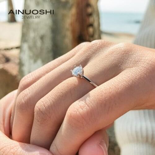 AINUOSHI S925 Sterling Silver Ring 0.5ct Classic Style Diamond Jewelry Moissanite Ring Wedding Party Anniversary Ring For Women