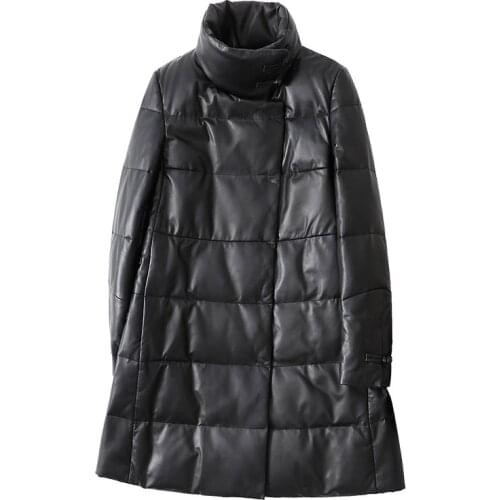 Long Sheepskin Coat Genuine Leather Jacket Women Winter Warm Real Leather Down Jacket 2020 Luxury Jaqueta Couro