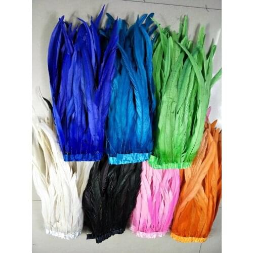 Wholesale 1 yards high quality natural Cock tail Feathers ribbon 12-14inch/30-35cm wide Decorative diy Clothing Accessories