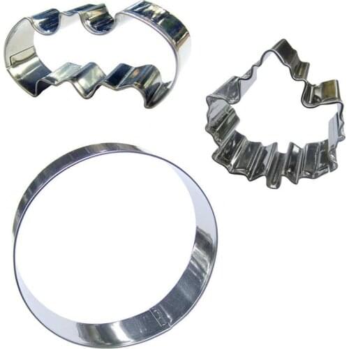 Small Bat, small maple leaf, 10cm circle shaped 3 piece biscuit cutting molds, baking tools, cake decorating soft candy tools