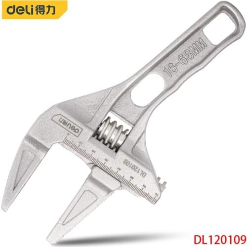 Deli DL120109 Multi-Function Short Handle Universal Wrench Large Opening Bathroom Wrench Adjustable Aluminum Alloy Repair Tool