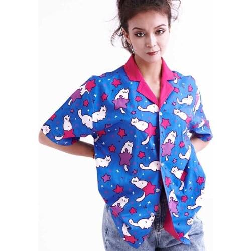 Fashion Lady Short Sleeve Beach Wear Print Shirt Man&Woman Streetwear Oversize Casual Hawaii Top Unisex Couple Male Homewear