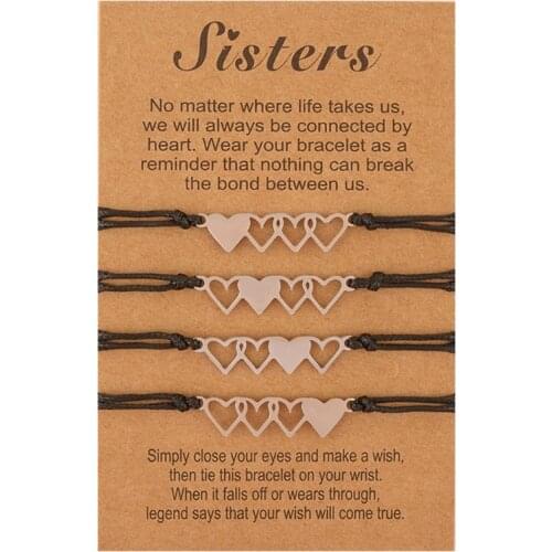 4 Pieces Set Matching Bracelets for Best Friends Couple Family Women Mens Teen Girls Friendship Jewelry