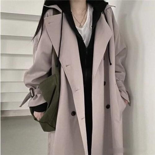 2021 autumn new ladies windbreaker jacket Korean coat casual fashion mid-length British style coat