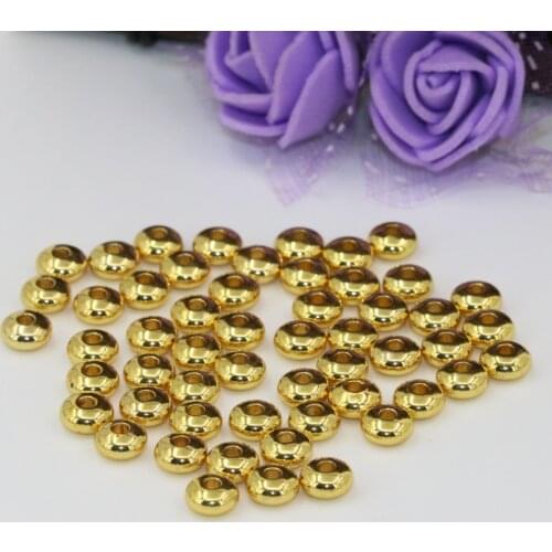 Wholesale price new 20pcs 6mm high grade copper gold-color coin round rondelle accessories spacers beads jewelry making B2522