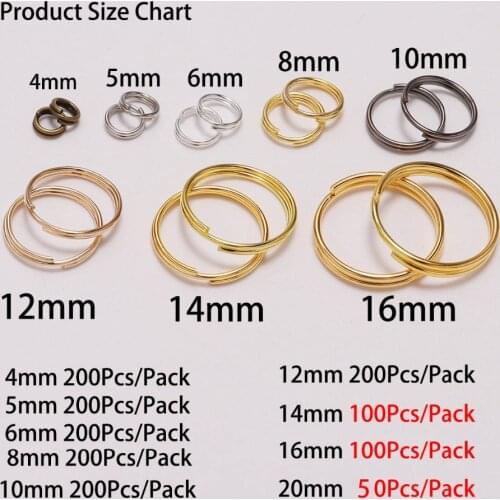 50-200pcs/lot 4-20mm Open Jump Rings Double Loops Split Rings Connectors For DIY Jewelry Making Supplies