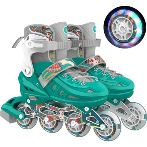 Inline Fitness Skates High Elastic PU Glow 4 Wheels Adjustable Sizes Inline Roller Comfortable Roller Skates Outdoor Skates Shoe