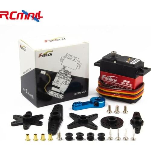 Feetech 7.4V 25kg.cm Large Torque Servo,360 Degree Digital CoreLess Servo with 25T Servo Arm for Smart Car Robot Robotic DIY