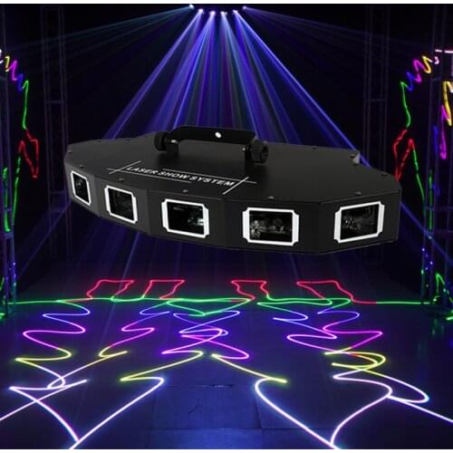 Six-lens strong RGBWY laser show system stage disco party Christmas decoration laser lighting DMX DJ equipment project