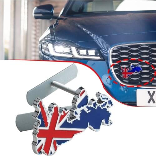United Kingdom Flag UK Logo Badge For Land Rover Jaguar Bentley XF XE XJ F-PACE E I S F-TYPE Front Grill Emblem Metal Car Tuning