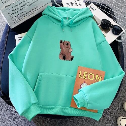Cartoon Bear Hoodie Oversize Harajuku Plus Size Sweatshirt Gothic Aesthetic Korean Style Long Sleeve Pocket Sweetshirt for Girls