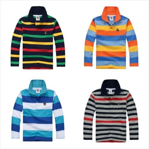 High quality Boys polo shirt brand childrens long-sleeved shirt warm cotton T-shirt 2-12 years 6 styles available