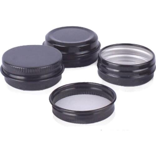 15g Empty Mini Black Aluminum Cream Jar Nail Art Makeup Cosmetic Metal Tins Containers LX1296