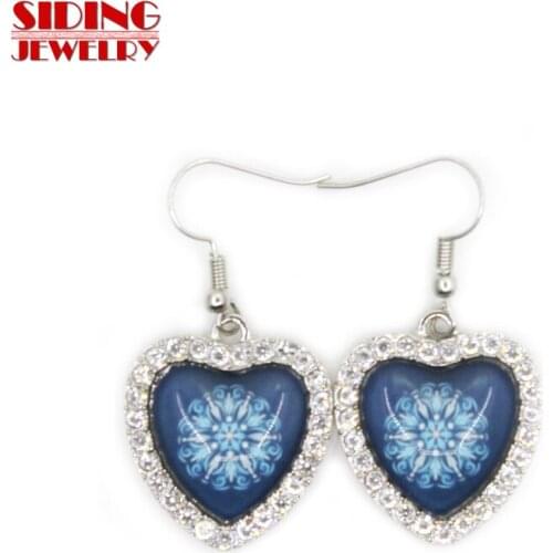 2018 New Arrival 5pair/lot Snowflakes Style 13 Crystal Heart Earring Earrings Charms Fashion Pendientes DIY Jewelry Charms