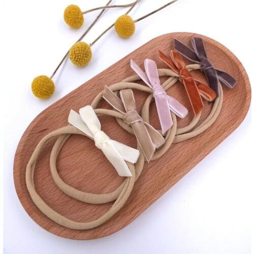 32 PCS Velvet Ribbon Bow Nylon Headband Newborn Toddler Baby Mini Velvet Bow Hair Bands Accessories