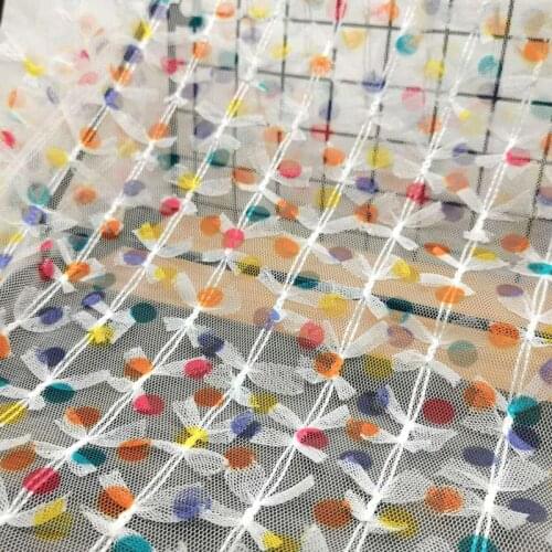 50*150cm Candy Color 3D Bow Net Yarn Lace Fabric DIY Childrens Baby Clothes Skirt Decoration Mesh Tulle Fabric Creative Cloth
