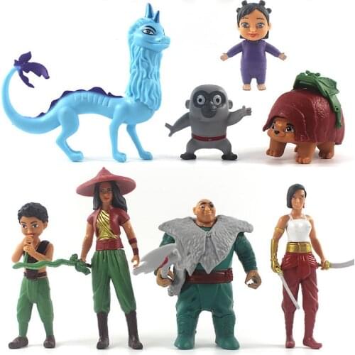 8pcs/set Disney Raya and The Last Dragon Action Figure Model Toys Cartoon Anime PVC Collectiable Classic Doll Toy Kids Gift
