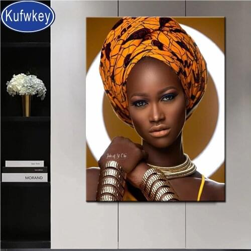 Africa woman Full Square round Diamond painting mosaic crystal puzzles 3d picture of rhinestone diy diamond embroidery sale art
