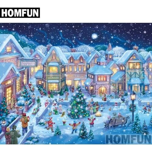 HOMFUN Full Square/Round Drill 5D DIY Diamond Painting "Christmas Snow" 3D Embroidery Cross Stitch 5D Decor A00834