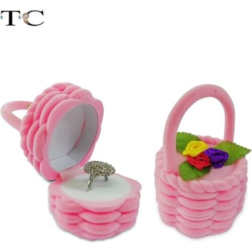 Velvet Lovely Basket Ring Box Earring Packing Pendant Jewelry Box Storage Case Surprise Gift Case 6*6*9cm