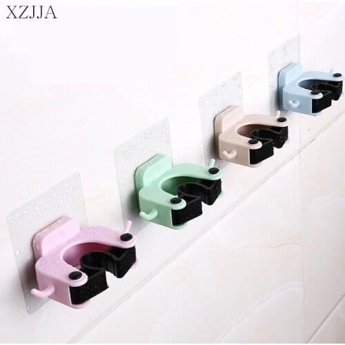 XZJJA 1PC Bathroom Mop Holder Brush Broom Hanger Storage Rack Kitchen Organizer Mounted Accessory Hanging Cleaning Tools