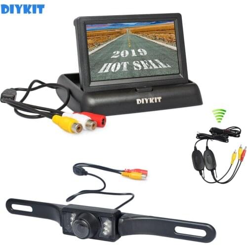 DIYKIT Wireless 4.3" Car Reversing Camera Kit Back Up Car Monitor LCD Display HD Car Rear View Camera Parking System