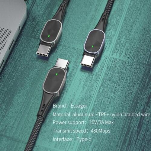 Essager USB Type C To USB C Cable For Macbook Samsung Xiaomi Type-C USBC Cable 60W USB-C PD Fast Charging Charger Wire Cord