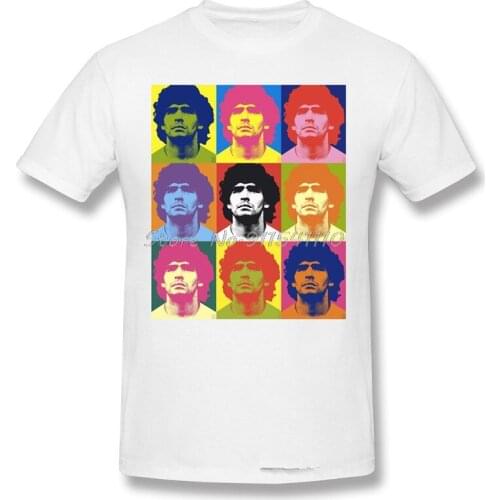 Warhol Homme Crewneck Fashion T-Shirt Diego Armando Maradona Legend The Greatest of Football Player Tees Pure Cotton Oversized
