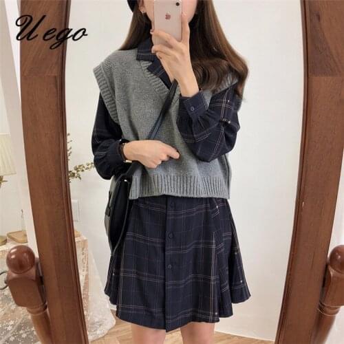 Sleeveless Short Vest Sweater Korea Style Girls Chic Outwear pullover Sweater Vest Women Autumn Winter Spring Casual Sweater
