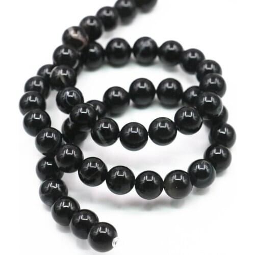 Natural Agates Stone Onyx Round Loose Beads for Jewelry Making 6 8 10 12mm Black Veins Carnelian DIY Necklace Bracelet 15" A375
