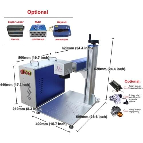 20W 30W 50W Separated Fiber Laser Nameplate Marking Machine Super-laser Max Raycus Fiber Laser Metal Laser Engraving Machine