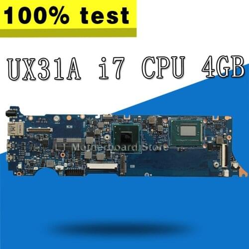 UX31A Motherboard I7 CPU 4GB RAM For Asus UX31A UX31A2 Laptop motherboard UX31A Mainboard UX31A Motherboard test 100% OK