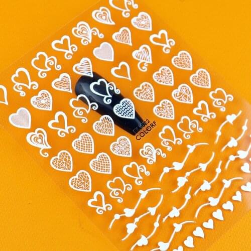 White Heart Nail Stickers LOVE Nail Decals Self Adhesive Valentines Day Winter Love Nail Art Stickers