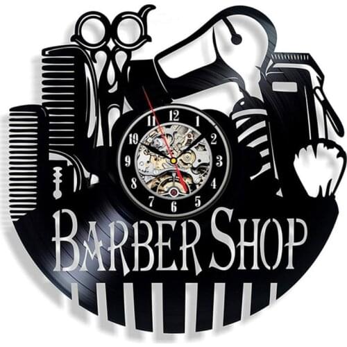 Barber Shop LED Wall Clock For Haircut Room Barber Art Vinyl Wall Clock Modern Design Barbershop Decoration Gift For Barber