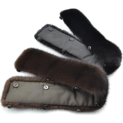 2020 FXFURS fashion new Winter Women Real Mink Fur Collar Warm Men Genuine Fur Stand Collar Black Brown Button Lining