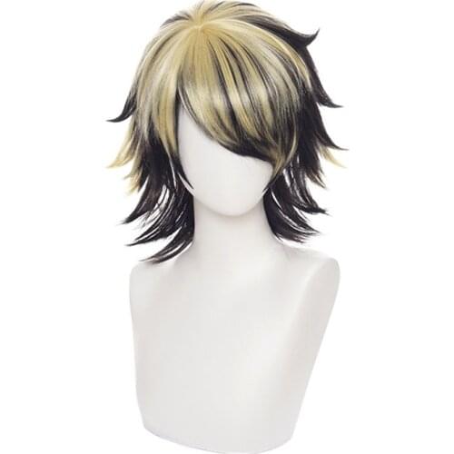 New Anime Tokyo Revengers Hanemiya Kazutora Cosplay Wig Black Golden Short Wig Tokyo Manji Gang Captain Fiber Hair
