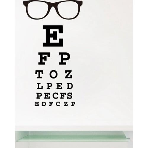 Glasses Eye Chart Letters Art Wall Decal Eyewear Specs Frames Vinyl Sticker Eye Doctor Optometry Optical Shop Window Door Decor